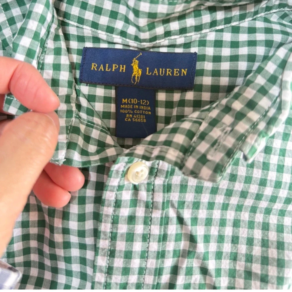 Ralph Lauren Button down Shirt Kids Boys Medium 10-12 School Casual Plaid Check